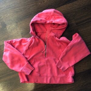 Lululemon scuba oversized half zip hoodie pink cropped pullover Xs/S